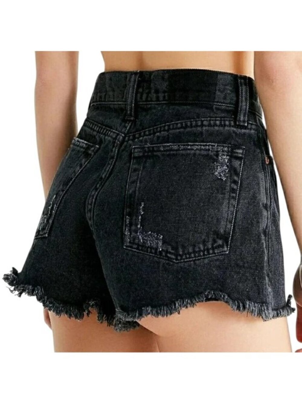 BDG Urban Outfitters Black High Waist Distressed Denim Shorts
